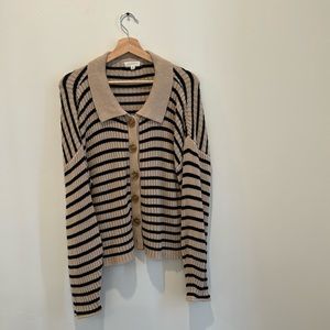 knit striped button cardigan